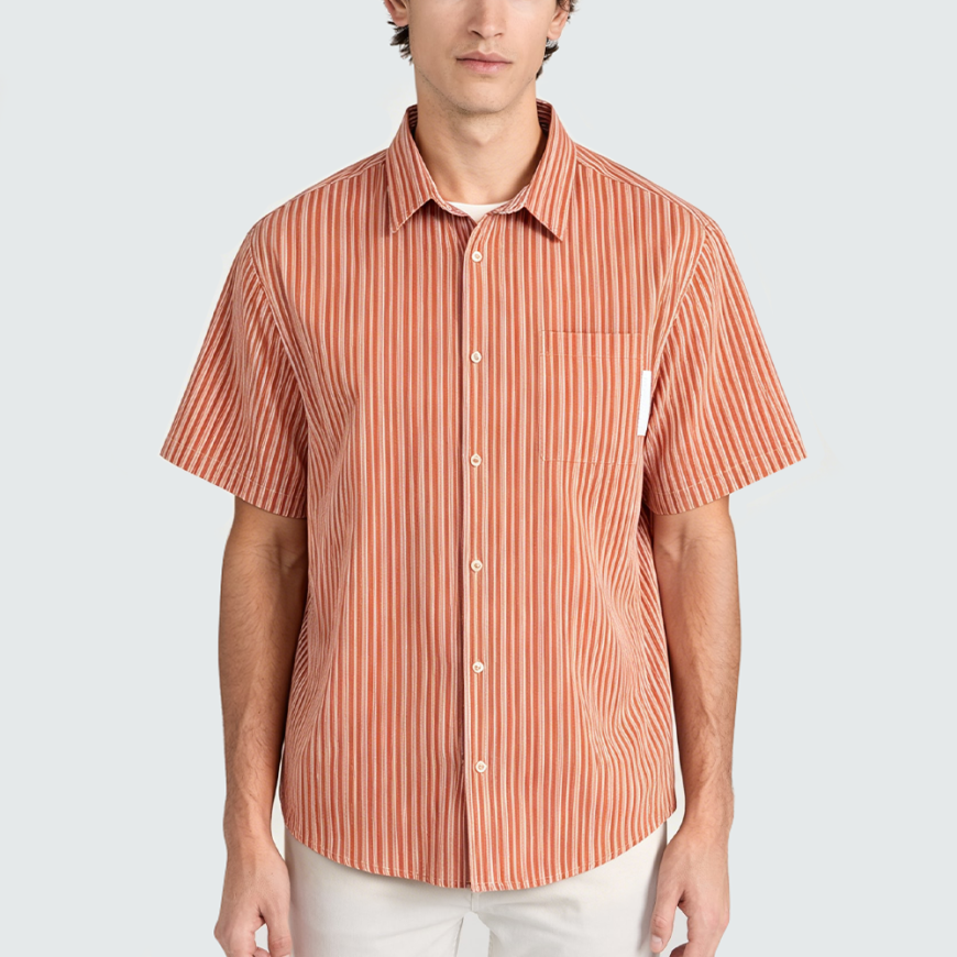 Men's Casual Striped Short-Sleeve Shirt