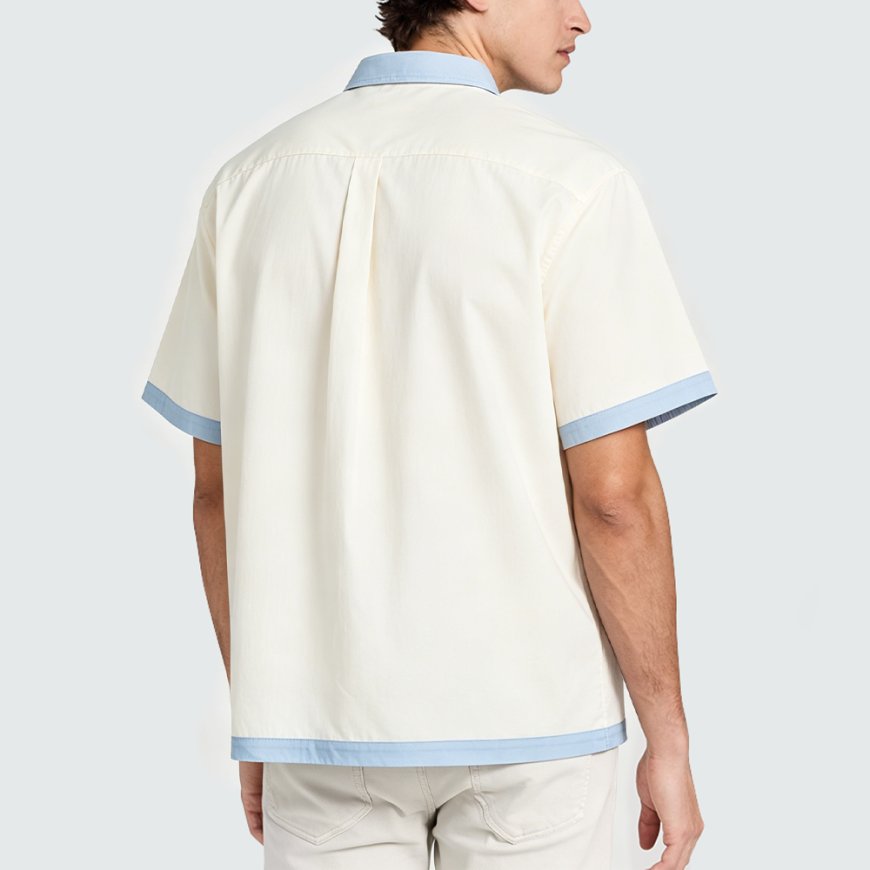 Men's Retro Striped Color-Block Short-Sleeve Shirt