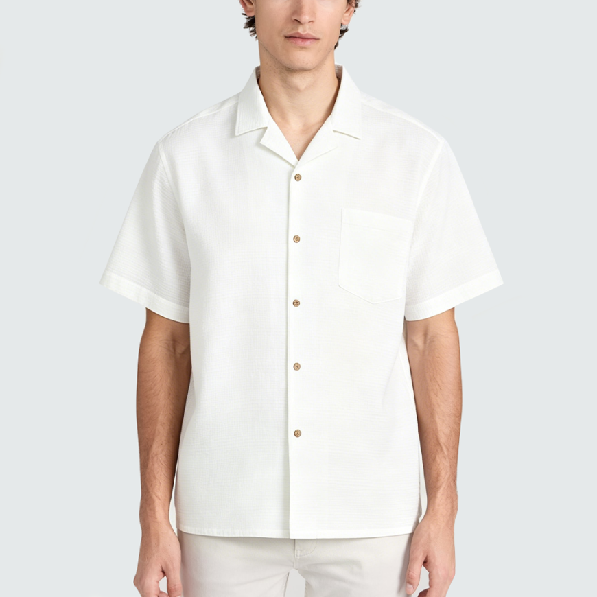 Men's Simple Waffle-Knit Short-Sleeve Shirt