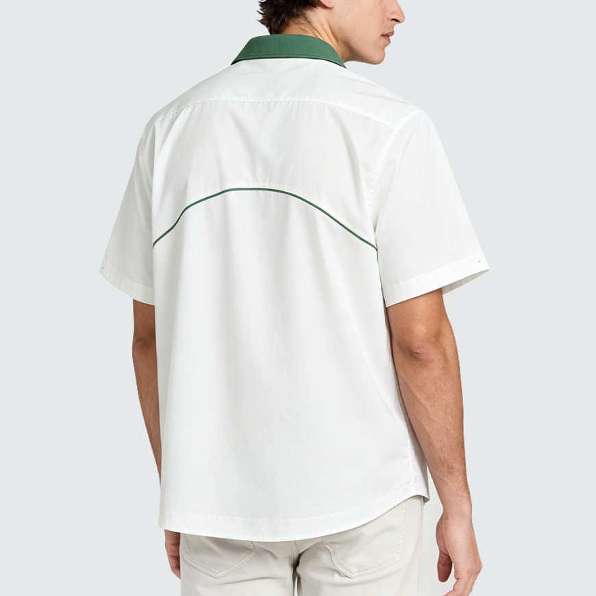 Retro Color-Block Cuban Collar Short-Sleeve Shirt