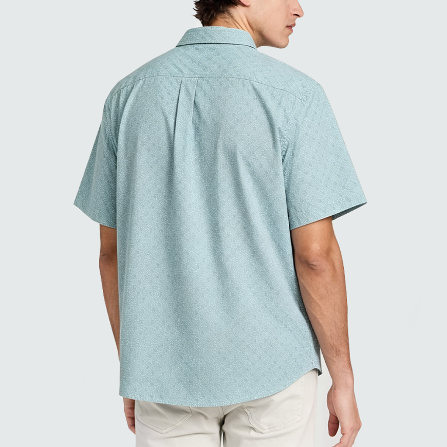 Retro Pure Cotton Green Short-Sleeve Shirt