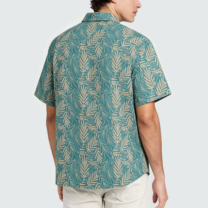 Men's Printed Short-Sleeve Linen Shirt