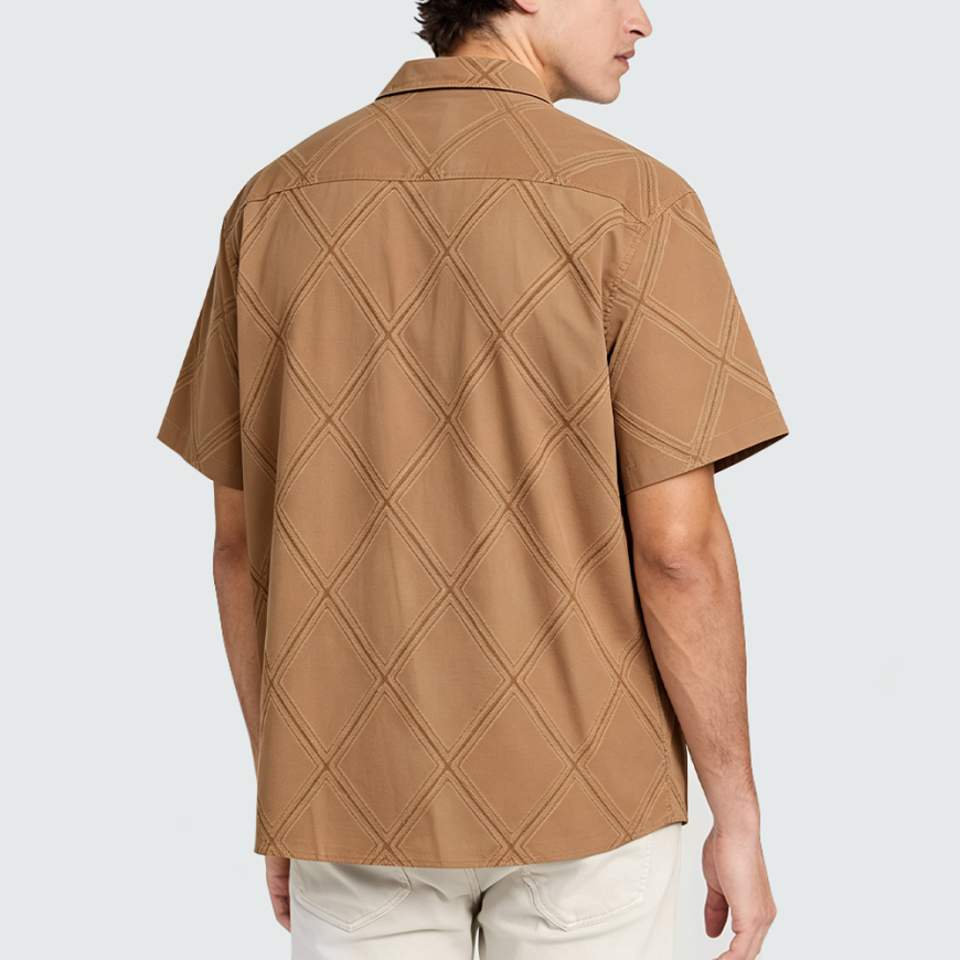 Retro Twill Faux-Corduroy Short-Sleeve Shirt
