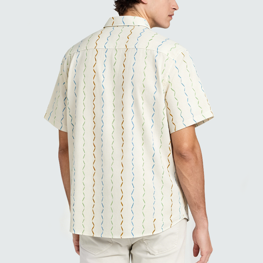 Retro Ripple-Print Short-Sleeve Shirt