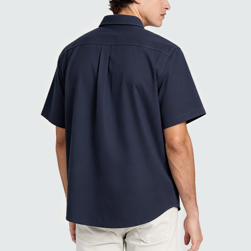 Men's Vintage-Style Simple Short-Sleeve Cotton Shirt