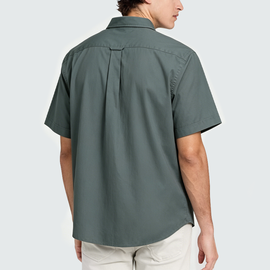 Classic Business-Casual Green Short-Sleeve Shirt
