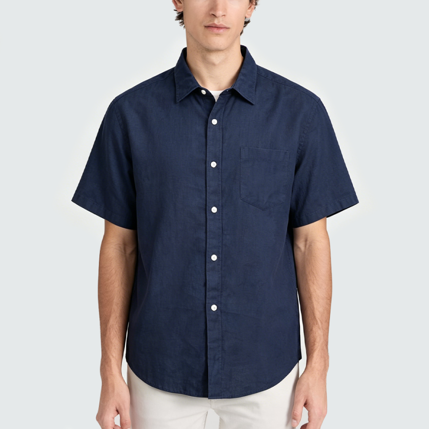 High-Quality Pure Linen Short-Sleeve Shirt