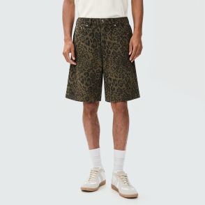 Men's Retro Leopard Print Denim Shorts