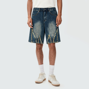 Solid-Color Distressed Understated Shorts