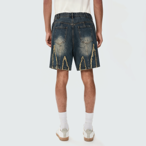 Solid-Color Distressed Understated Shorts