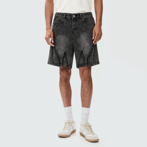 Men's Black Blended Denim Shorts
