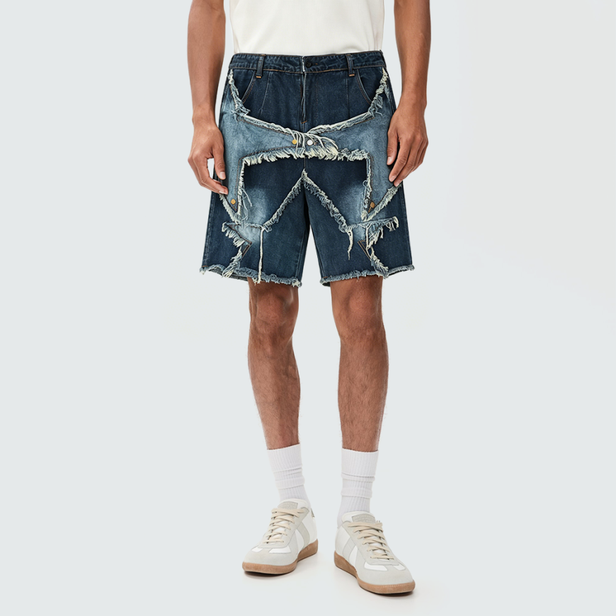 Breathable Men's Shorts with Star and Tassel Accents