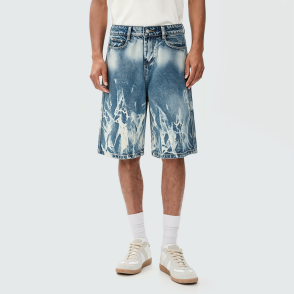 Distressed Wide-Leg Denim Shorts