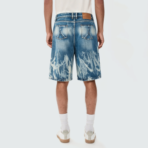Distressed Wide-Leg Denim Shorts