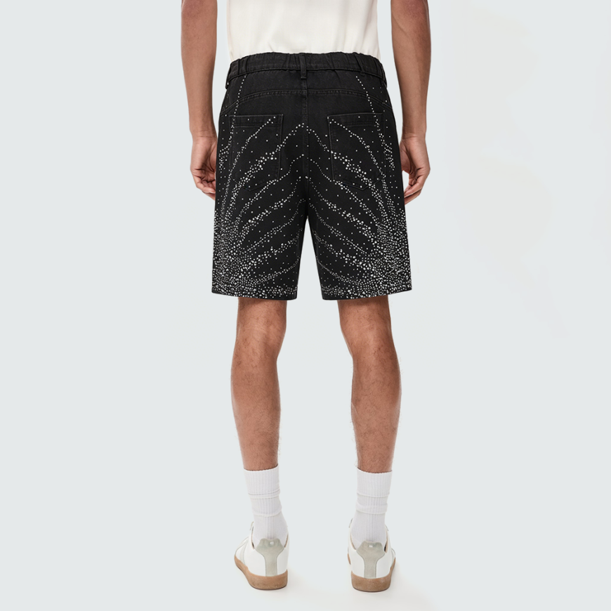 Men's Breathable Rhinestone Denim Shorts