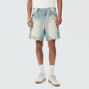 Men's Loose-Fit Distressed Denim Shorts