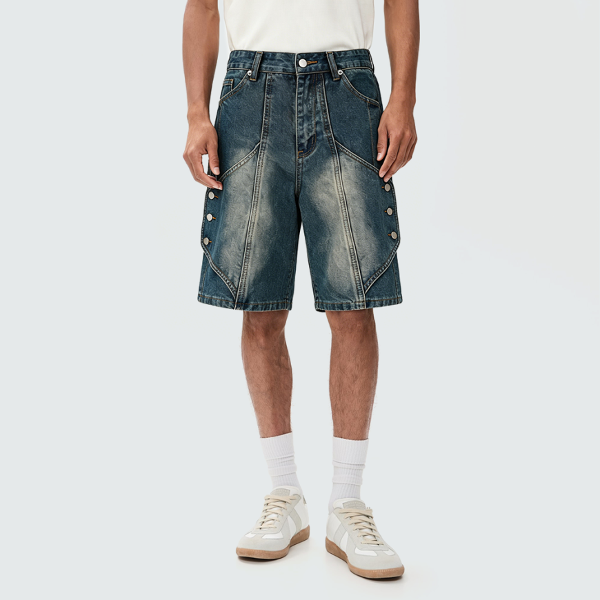 High-Street Washed Distressed Denim Shorts