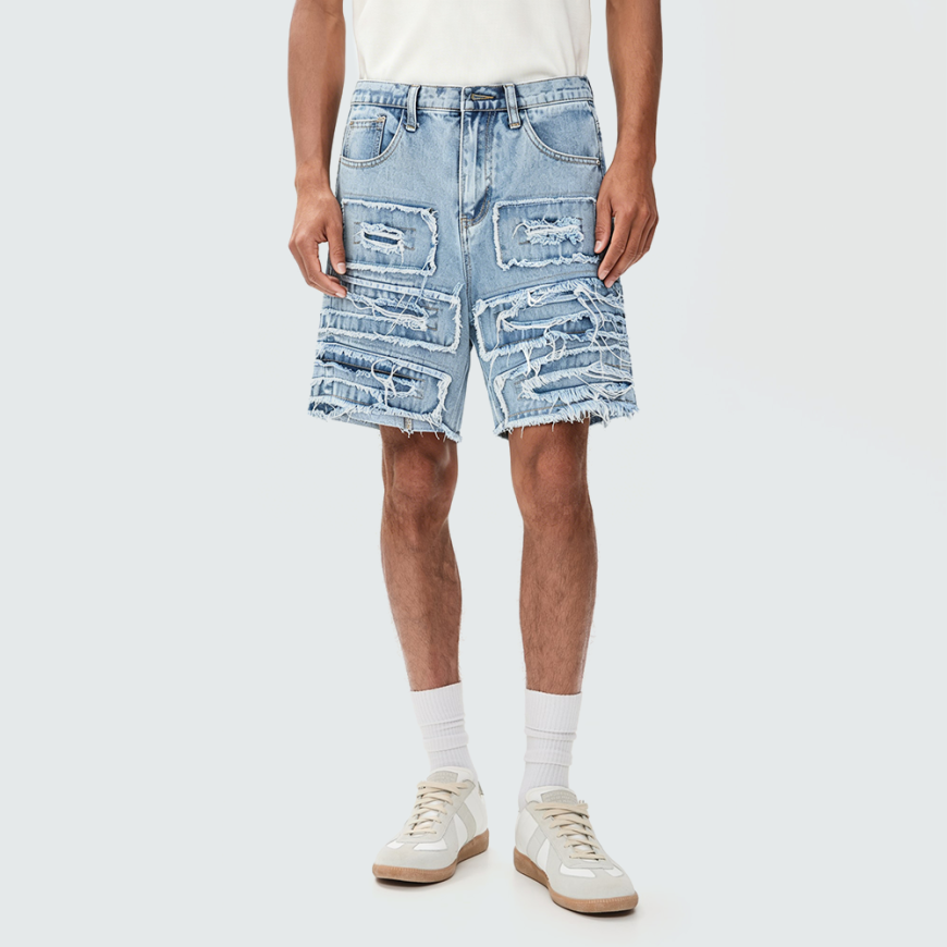High-Street Hip-Hop Breathable Distressed Straight-Leg Pants