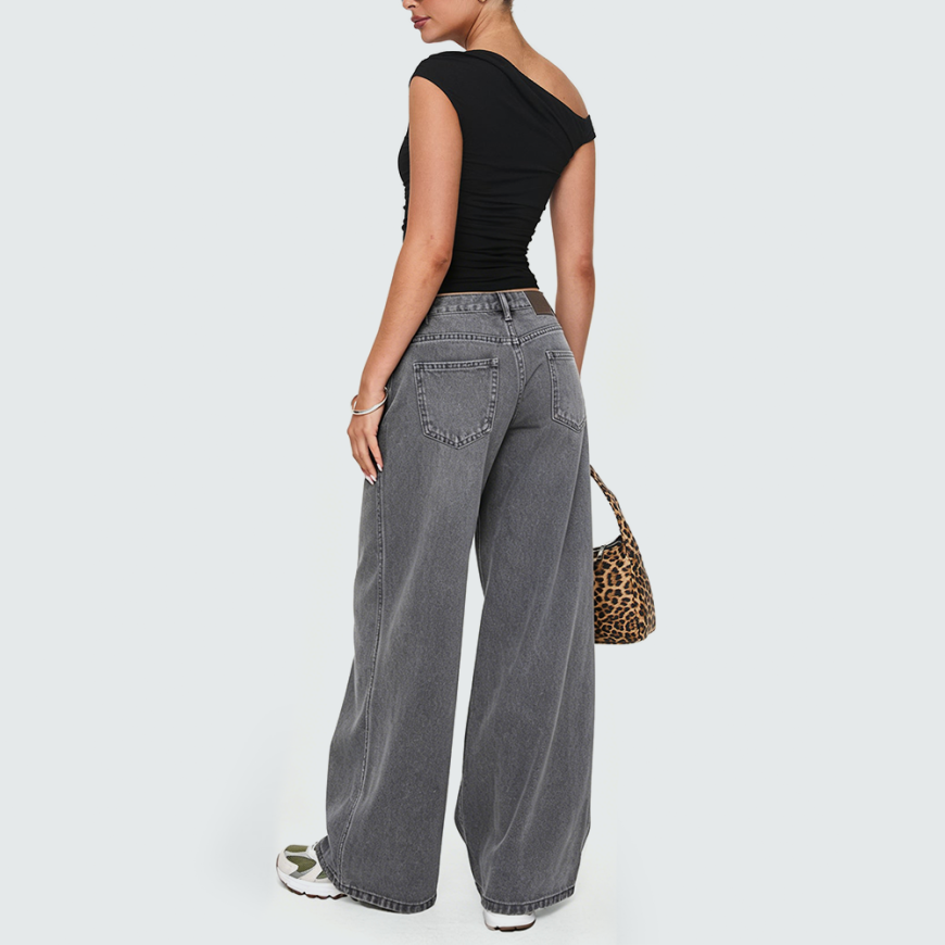 Women's High-Waisted Wide-Leg Straight-Fit Jeans