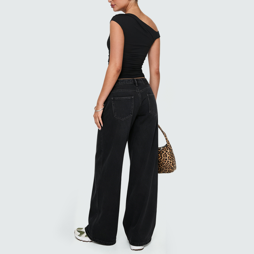Black Jeans with Zippered Hems