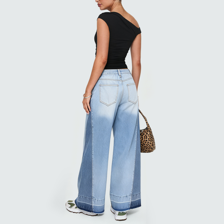 Women's Side Color-Block Wide-Leg Trousers