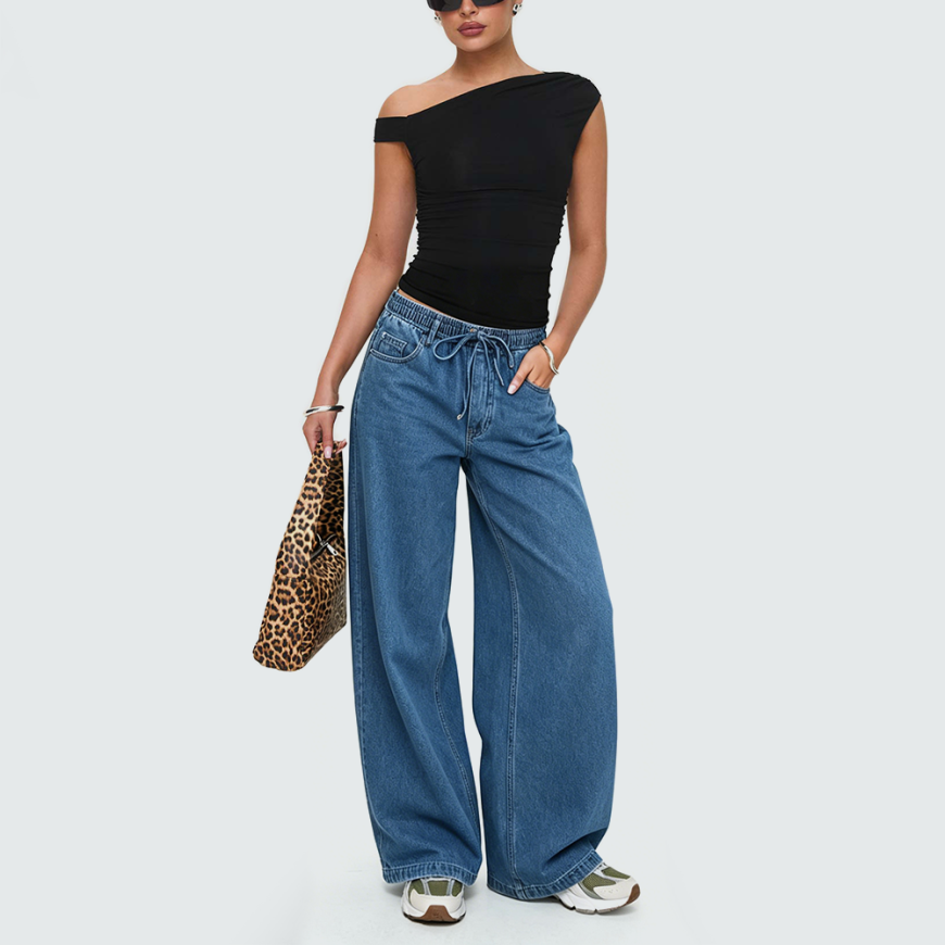 Retro Casual Denim Straight-Leg Trousers