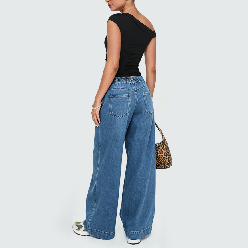 Retro Casual Denim Straight-Leg Trousers