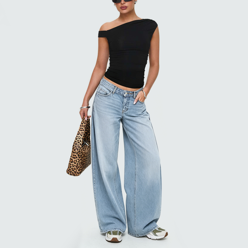 Retro High-Waisted Wide-Leg Jeans
