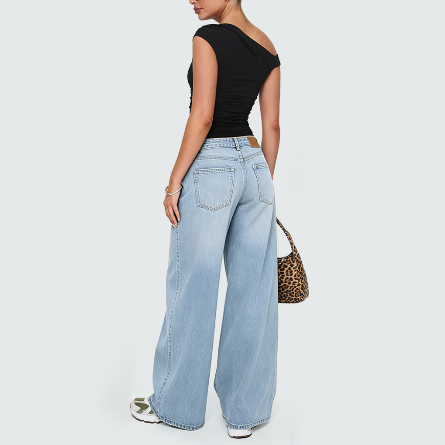 Retro High-Waisted Wide-Leg Jeans
