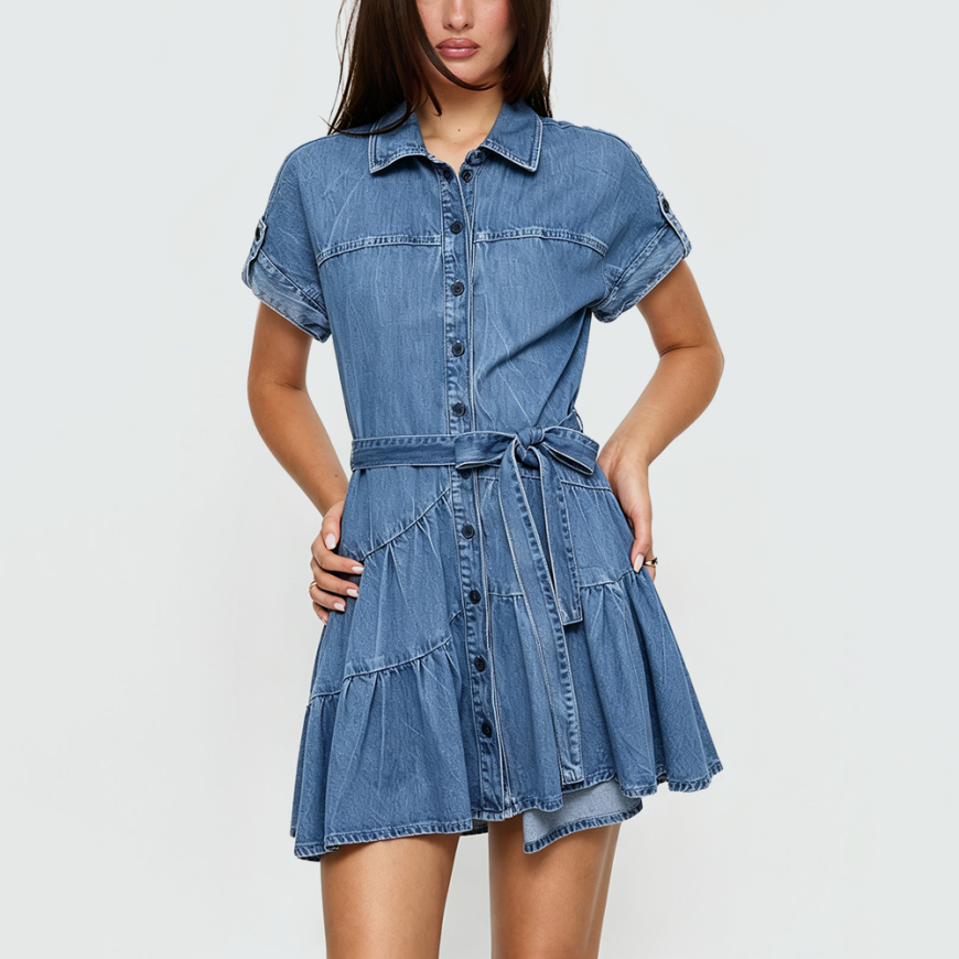 Stretchy A-Line Collared Dress