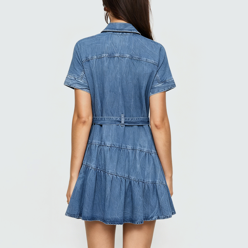 Stretchy A-Line Collared Dress