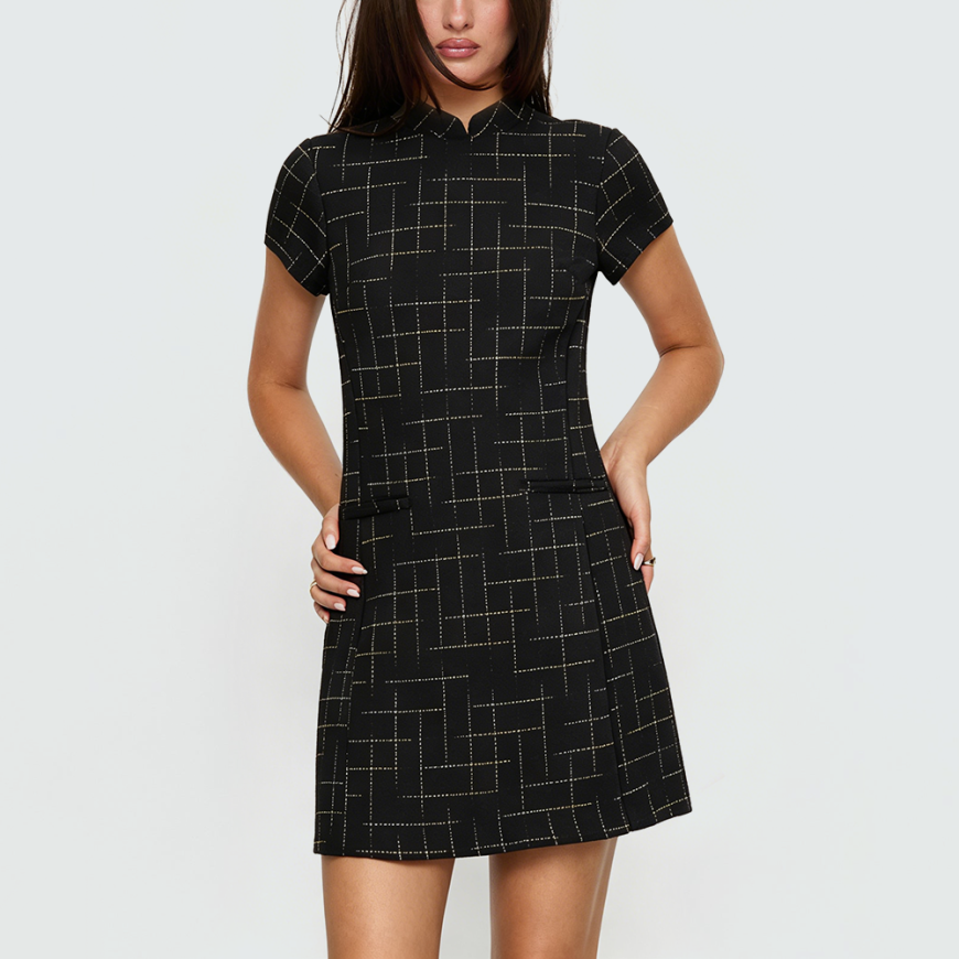 Casual Retro Plaid Short-Sleeve Dress