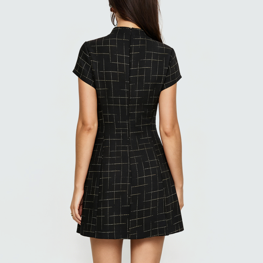 Casual Retro Plaid Short-Sleeve Dress