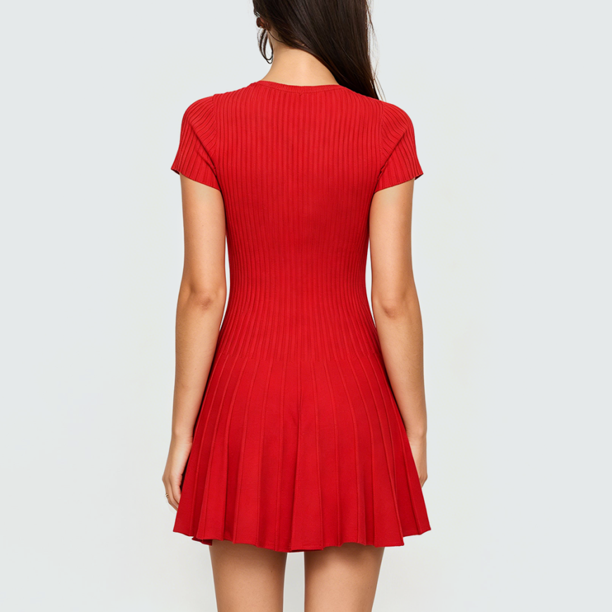 Red Casual Short-Sleeve Dress