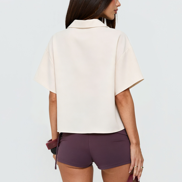 Palm Tree Embroidered Short-Sleeve Shirt