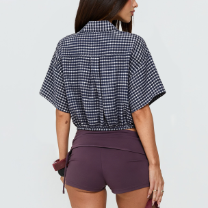 Short-Sleeve Plaid Polo Shirt