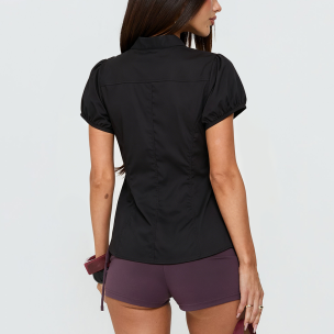 Slim-Fit Stand-Collar Short-Sleeve Button-Down Shirt