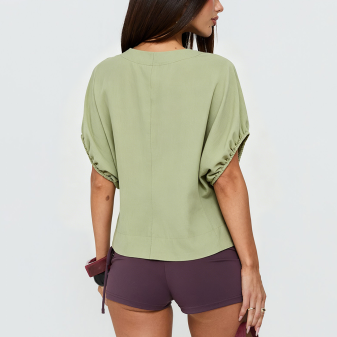French-Style Single-Breasted Shirt with Puff Sleeves
