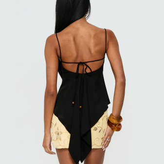 Asymmetrical Satin Camisole with Thin Straps
