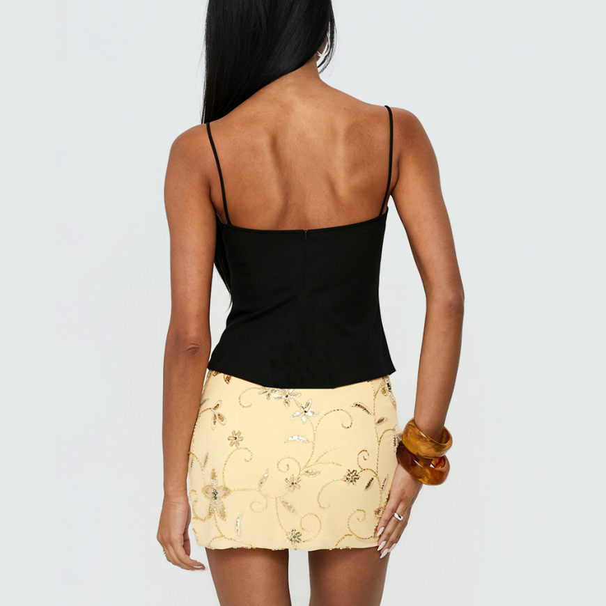Retro Square-Neck Backless Slim-Fit Tank Top